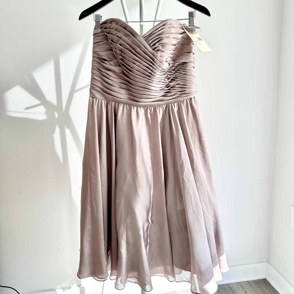 Nwt Monique Lhuillier Taupe/Beige Dress W/Removable Straps